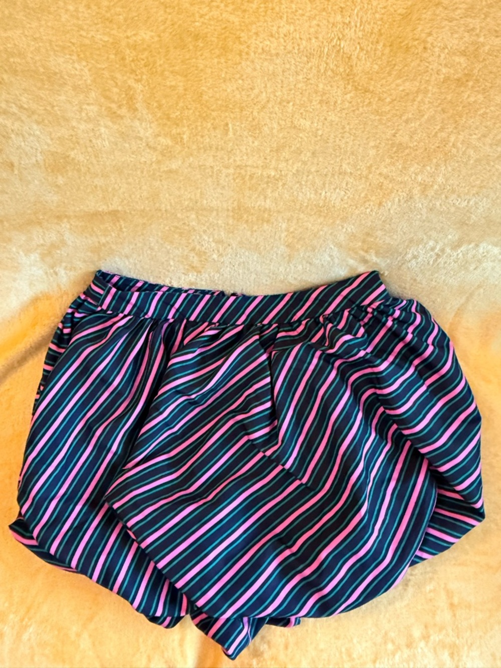Striped Black, Pink & Green High-Waist Puff Skirt